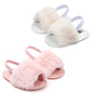 2 Pack Infant Baby Girls Sandals Elastic Back Strap Flats Slippers Soft Toddles Princess Shoes Faux Fur Slides Shoes First Walker House Shoes