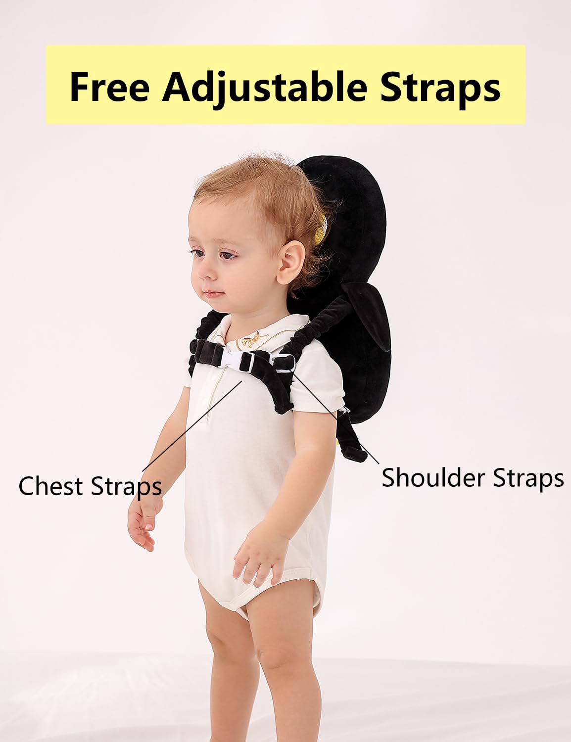 JunNeng Baby Head Protector Backpack, Toddler Walking Fall Head Protection, Pink Butterfly