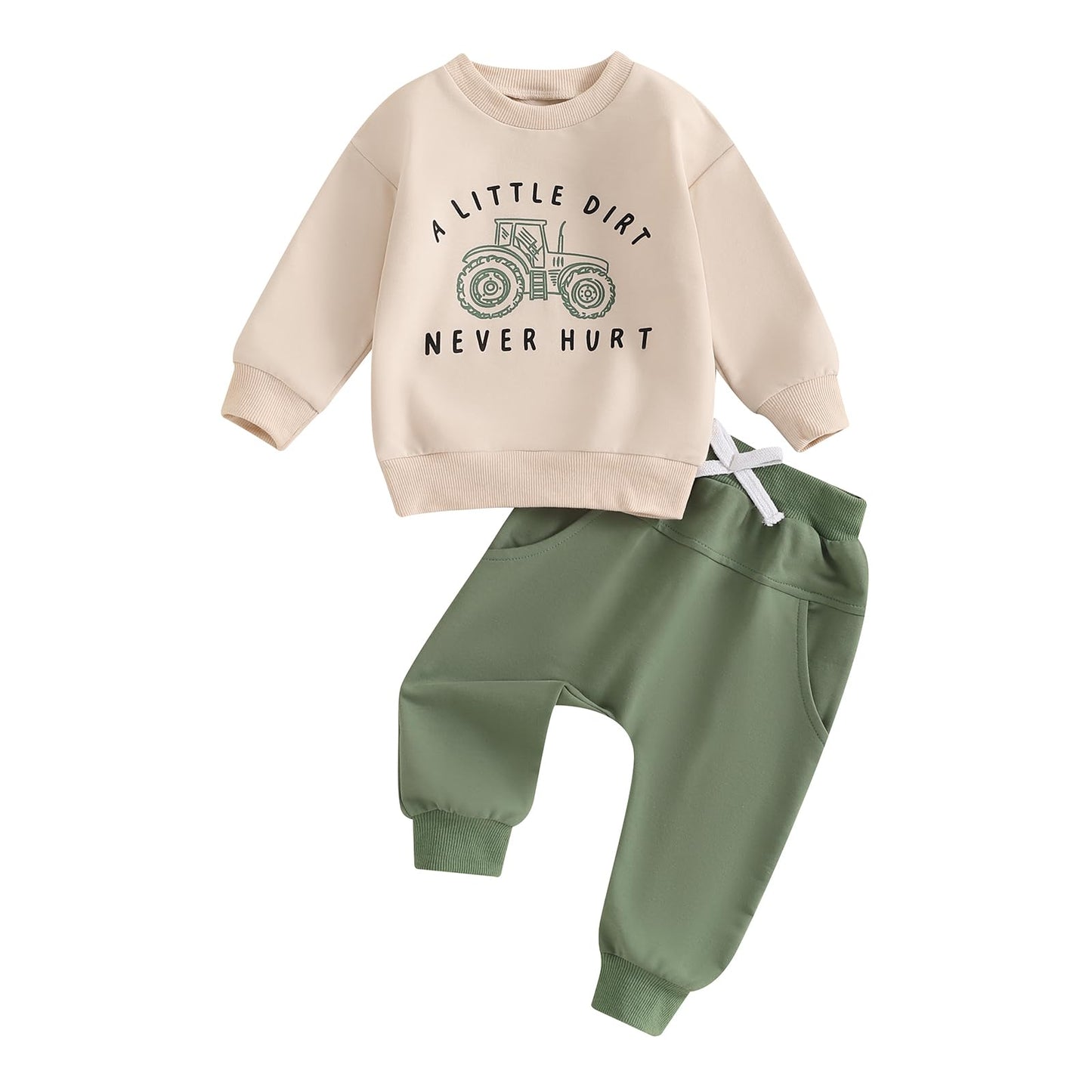 Toddler Baby Boy Fall Winter Outfits Tractor Print Long Sleeve Sweatshirt Pants Set Kids Sweatsuit Clothes