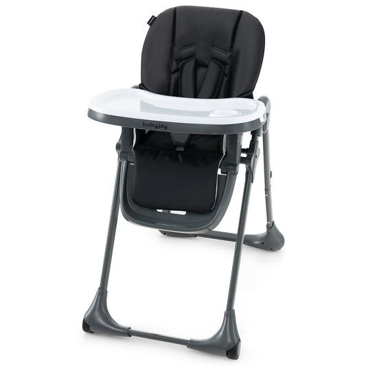 BABY JOY Convertible High Chair for Babies & Toddlers, Height Adjustable, Grow & Go High Chair w/Recline & Footrest, Removable Double Tray, Portable Baby Dinning Chair with Wheels (Beige)