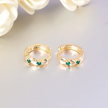 CiNily 14K White Gold Plated Small Hoop Earrings for Women Girls Heart Cubic Zirconia Hypoallergenic Earrings
