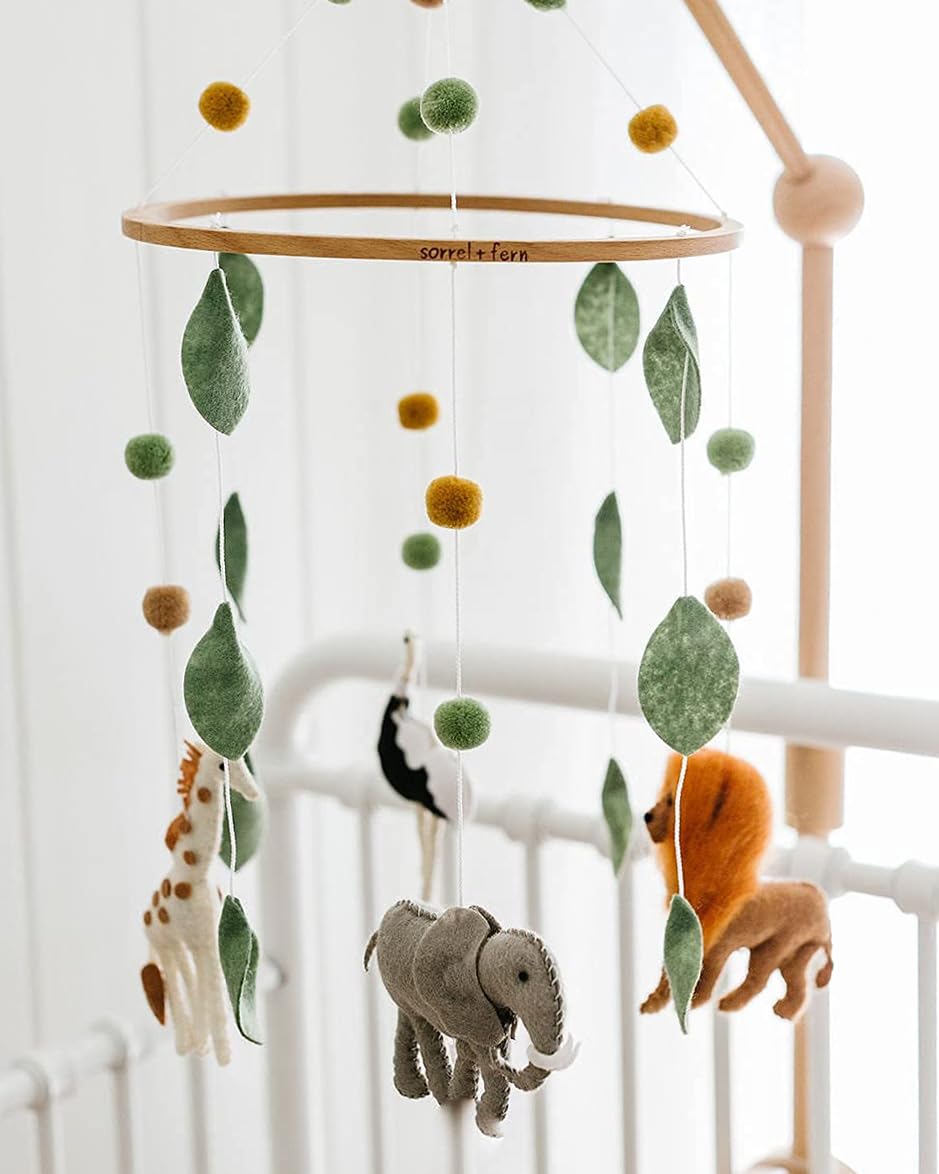 Baby Crib Mobile (Felt Rose) - Baby Shower Gift Nursery Decorations - Handmade Floral Decor for Girls