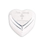 Cherished Moments Personalized Heart Jewelry Keepsake Box with Custom Engraved Cross and Name for Baby Baptism Gift for Girls, Silver Toned