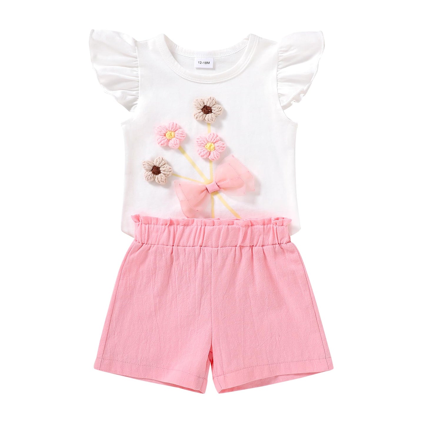 YOUNGER TREE Toddler Baby Girls Clothes Sunflower T-shirt + Bowknot Shorts with Cute Summer Girl Clothes Set