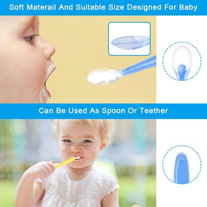 Vicloon Baby Silicone Spoons, 5 PCS Toddler Training Feeding Spoons, Soft Tip BPA Free Gum-Friendly, Dishwasher & Boil-Proof