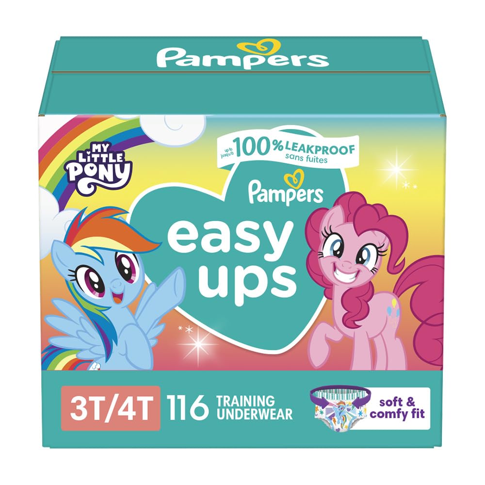 Pampers Training Pants - Easy Ups Girls & Boys - Size 5T-6T, 84 Count, Easy Pull Up & Down Design, My Little Pony Potty Underwear (Packaging May Vary)