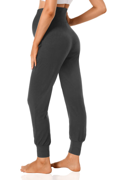 V VOCNI Women's Maternity Pants Maternity Activewear Jogger Track Cuff Sweatpants Over The Belly Stretchy Pregnancy Pants