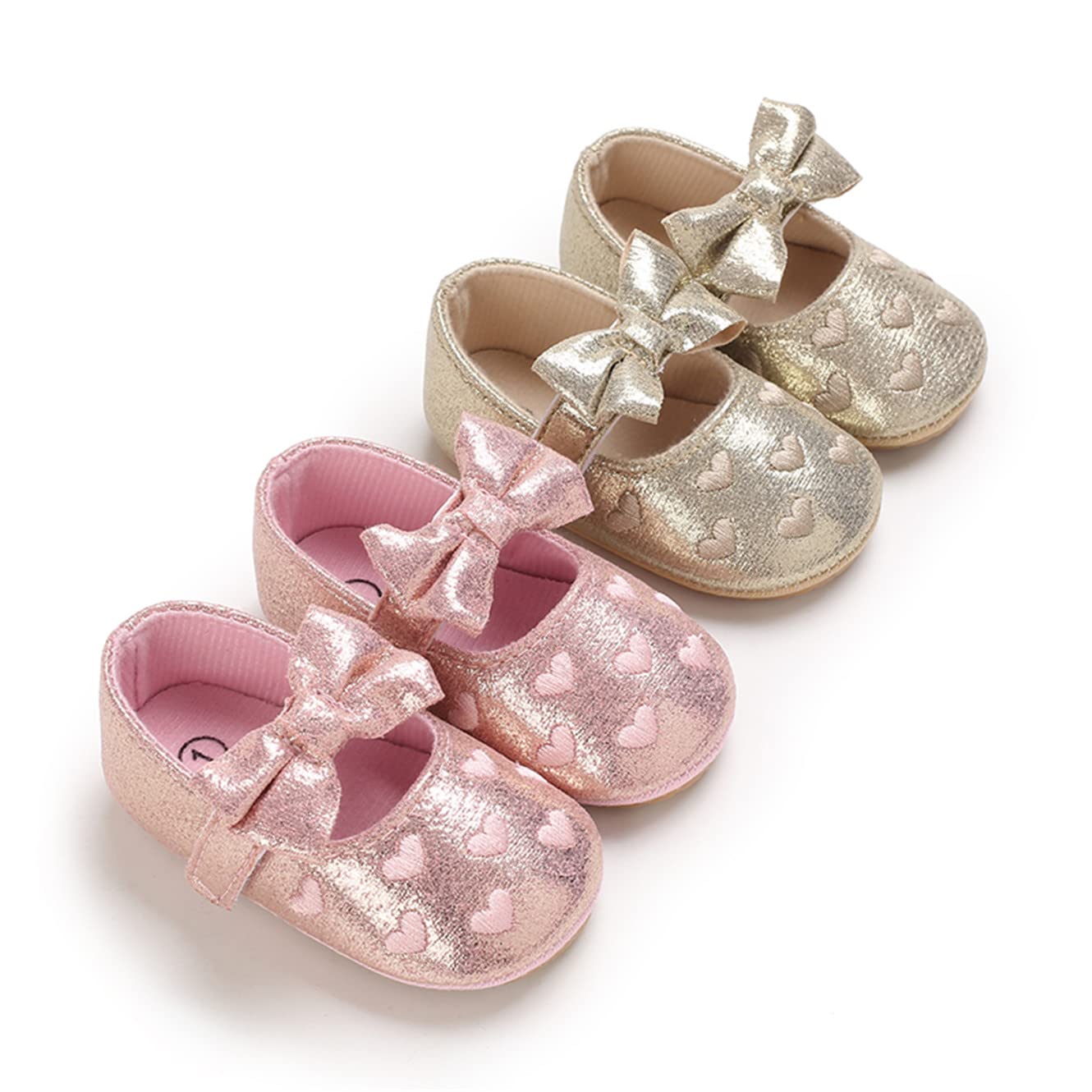 LAFEGEN Baby Girls Mary Jane Flats with Bownot Non Slip Soft Sole PU Leather Newborn Infant Toddler First Walker Cirb Dress Shoes
