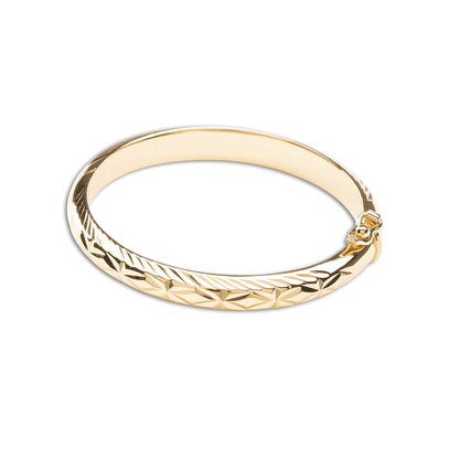 Precious Pieces 14K Gold-Plated Bangle Bracelet for Babies, Toddlers, Children, Kids, Teens and Women