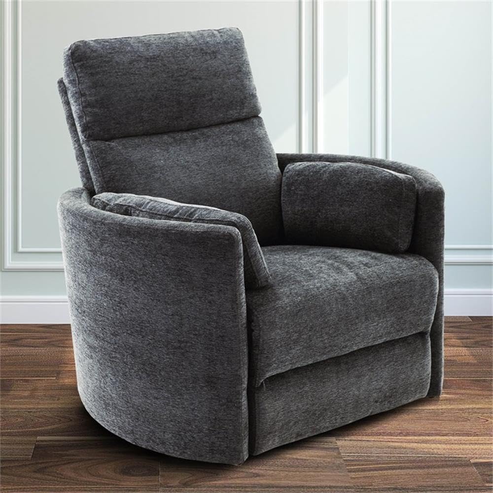 Pemberly Row Contemporary Fabric Swivel Glider Recliner in Ivory