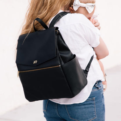 Freshly Picked Classic II Diaper Bag Backpack, Wipeable Vegan Leather With Changing Pad (Sage Green V2)