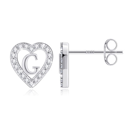 Anoup Heart Initial Stud Earrings - Gifts for Girls, Sterling Silver Post 14K Gold Plated All Over Hypoallergenic | CZ Simulated Diamond Stud Earrings | Birthday Gifts for Kids Toddlers Daughter