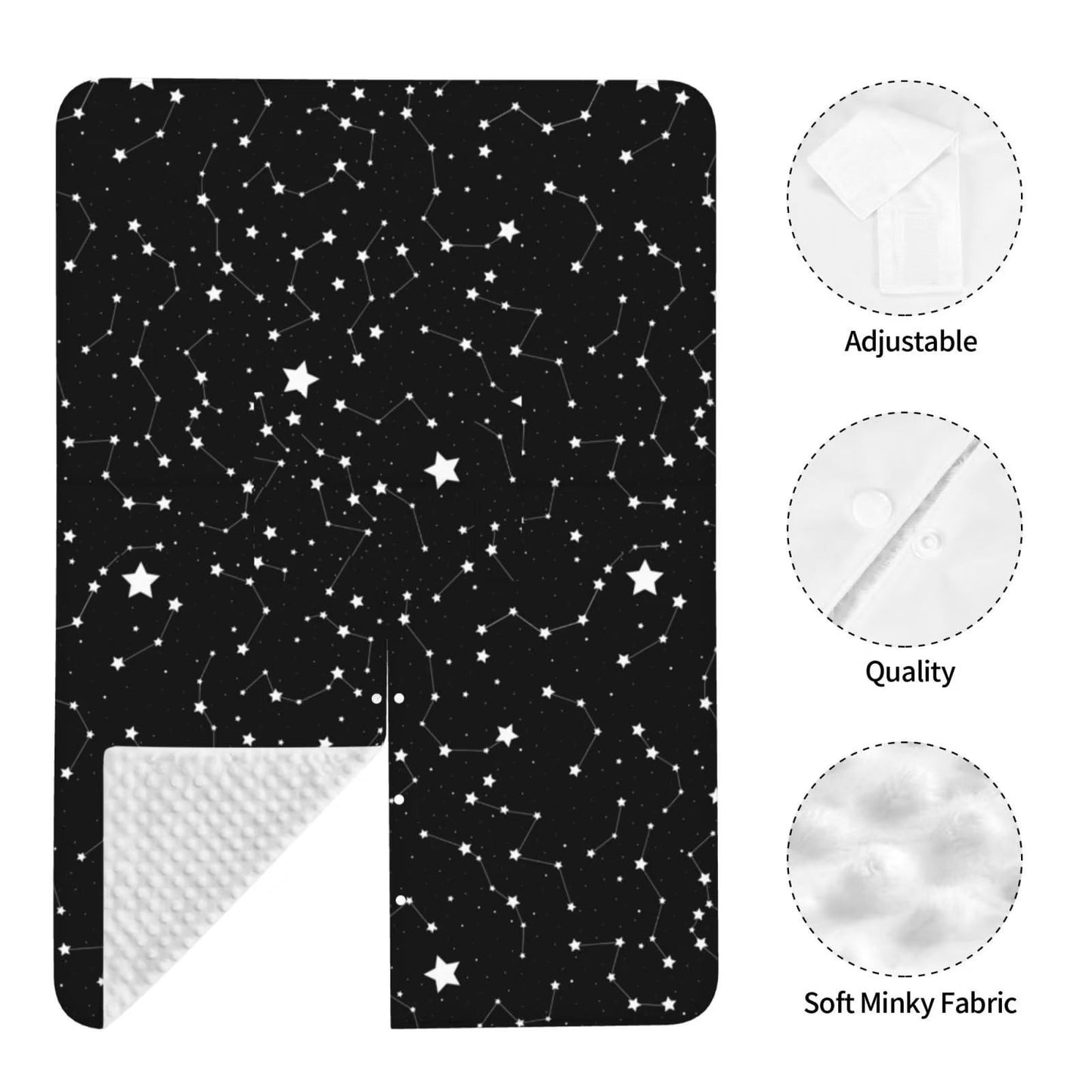 9CH Car Seat Covers for Babies, Peekaboo Opening Minky Car Seat Cover for Baby Mom Nursing Breastfeeding Covers, Winter Minky Baby Carrier Cover for Girls Boys (Black Star)