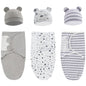 Baby Swaddle Sleep Sack with Hat Set for 0-3 months 3-Pack Soft Cotton Newborn Wearable Swaddle Wrap for Girls Boys