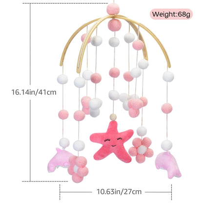Baby Crib Mobile - Cloud Mobile for Crib, Felt Cloud Nursery, Baby Bassinet Mobile - Shower Set for Infant Bedroom Hanging Decoration (Pink)