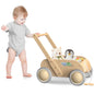 Wooden Baby Walker, Push and Pull Learning Walk Toys for Infants to Toddler, Walker with Wheels for Boys Girls, Gift for Birthday Christmas, Pink
