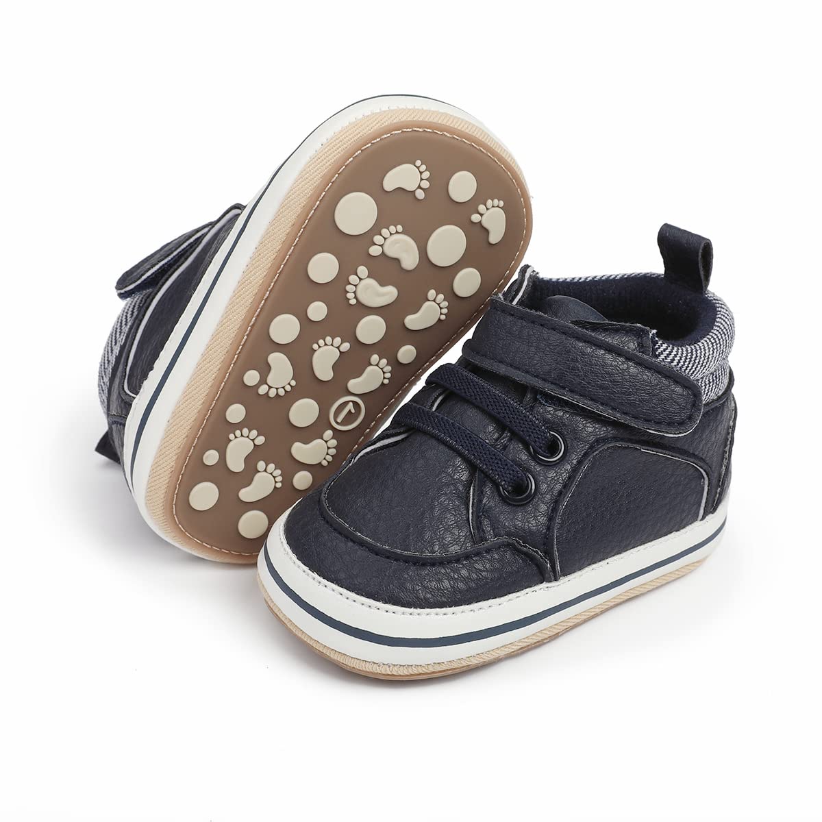 E-FAK Baby Shoes Boys Girls Infant Sneakers Non-Slip Rubber Sole Toddler Crib First Walker Shoes