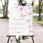 Printable Sign, Butterfly Baby Shower Welcome Sign, 12 x 18 inches to 24 x 36 inches, Corrugated Plastic, Romantic Style