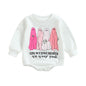 Easter Newborn Baby Girl Clothes Fuzzy Bunny Embroidery Romper Sweatshirt Bubble Jumpsuit Toddler Baby Girl Outfit