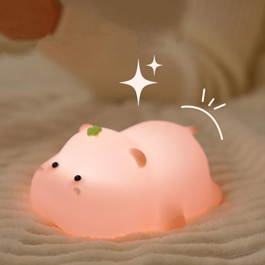 Night Light for Kids, Cute Pink Silicone Hippo Night Light, Rechargeable, Touch Sensor Bedside Table Lamp, Squishy Animal Led Lamp for Bedroom Living Room Gift Decor, Red, AAB-00212