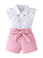 SUREPOCH Baby Girl Clothes Toddler Summer Embroidery Short Shirt Pant Girl Outfit Sleeveless Top Clothes Set