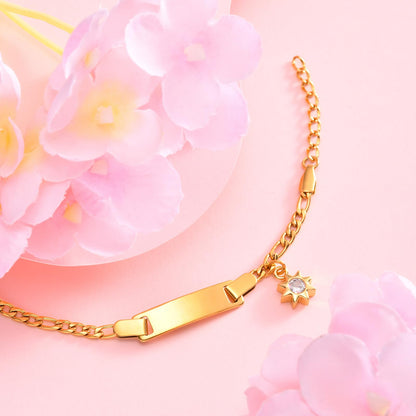 Personalized Baby Name Bar Bracelet: 18K Gold-Plated Custom Engraved ID Kids Charm Bracelets Jewelry Infant Girls Boys Toddler, Birthday Back to School Gifts Preppy Stuff for Daugther Son