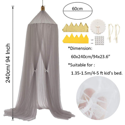Bed Canopy for Girls - Princess Bed Canopy Mosquito Net Nursery Play Room Decor Dome Premium Yarn Netting Curtains Baby Game Dream Castle, Pink