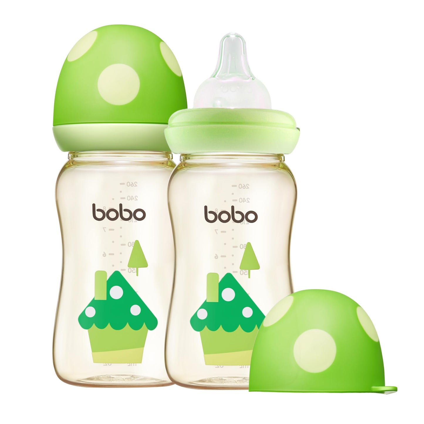 YOHKOH PPSU Baby Bottle Wide Neck, Newborn Anti-Colic Baby Bottle with Natural Response Nipple, Streamlined Body, Easy to Clean (8.8oz (Pack of 2), Yellow)