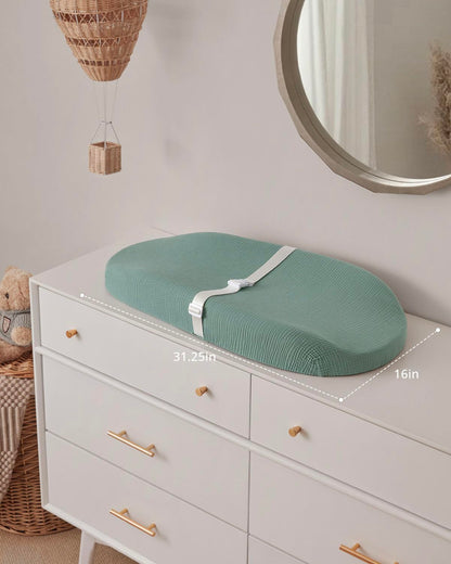 Blissful Diary Muslin Baby Changing Pad with Waterproof Lining Foam, Diaper Changing Table Pad with Cover for Dressers (Monstera, Avocado)