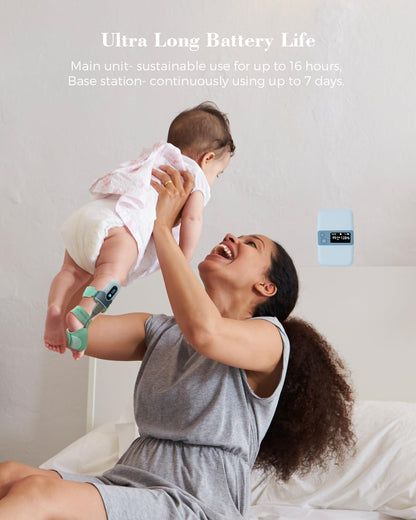 Babytone Baby Sleep Monitor with Base Station- Smart Sleep Sock, Tracking Heart Rate, Avg O2 and Movement, Wearable Baby Oxygen Foot Monitor with Bluetooth and APP, for 0-36 Months Newborn
