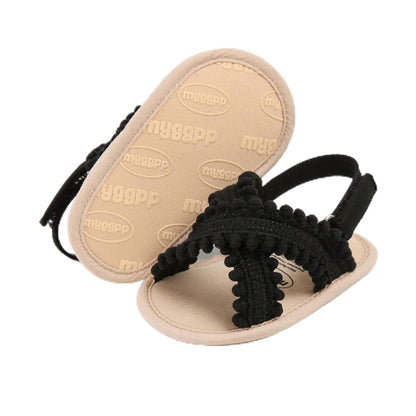 SOFMUO Baby Girls Sandals Premium Soft Sole Infant Indoor Flat Newborn Slippers Lightweight Comfort Toddler Summer Princess Dress Shoes