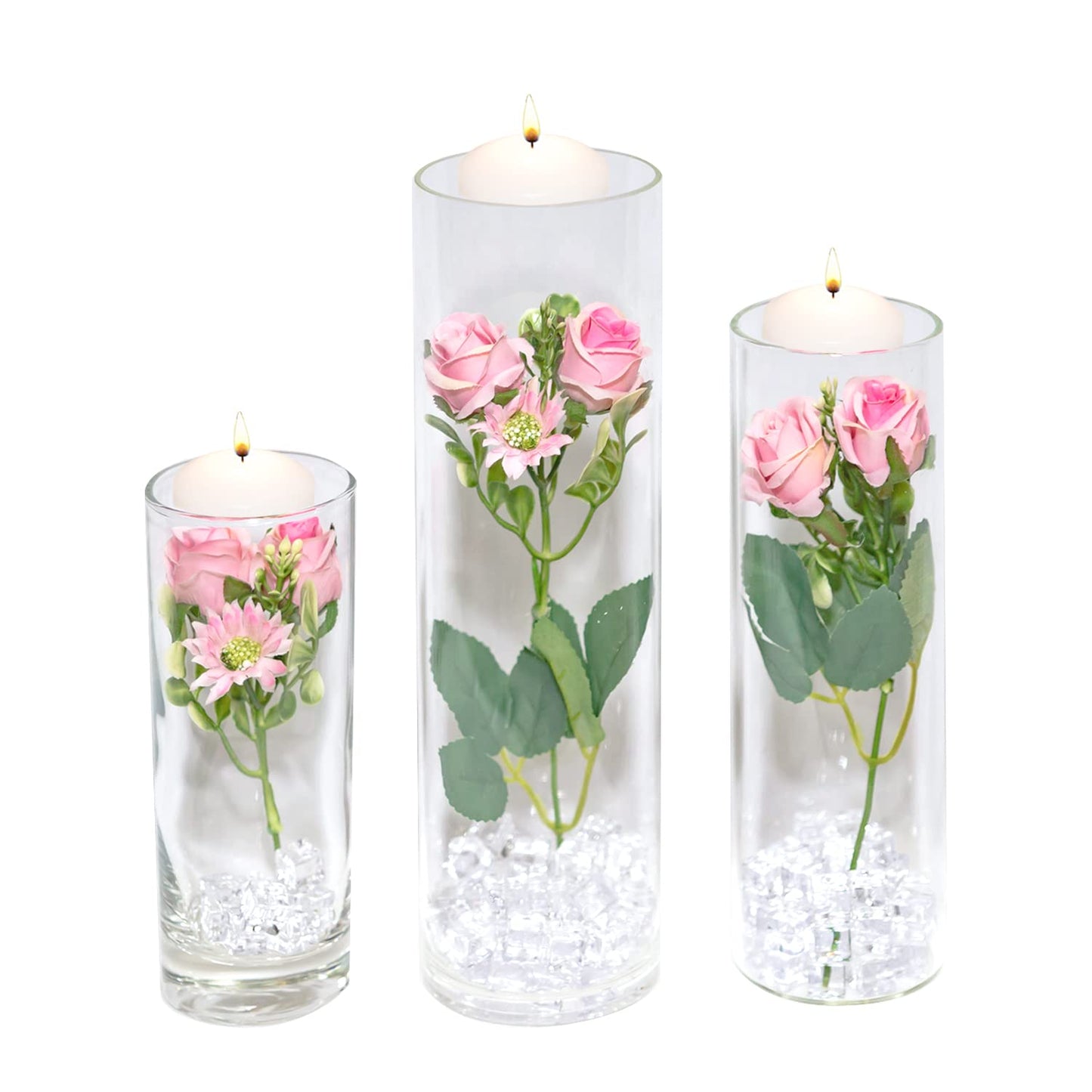 Artificial Phalaenopsis with Candles Diamond Lace Nearly Natural Orchid for Table Centerpiece Wedding Party Home Bar Restaurant Festival Decoration Pink Suit