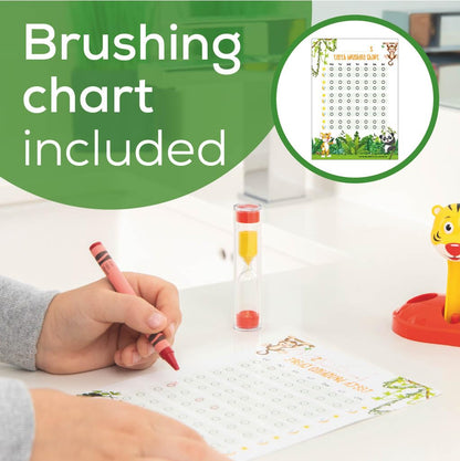 Beurer TB10 Kids Electric Toothbrush Kit - Fun Milo The Monkey Cap with 2 Extra-Soft Brush Heads to Help Remove Plaque, 2 Minute Timer, and Rinse Cup, BPA-Free, Safe for Ages 3+
