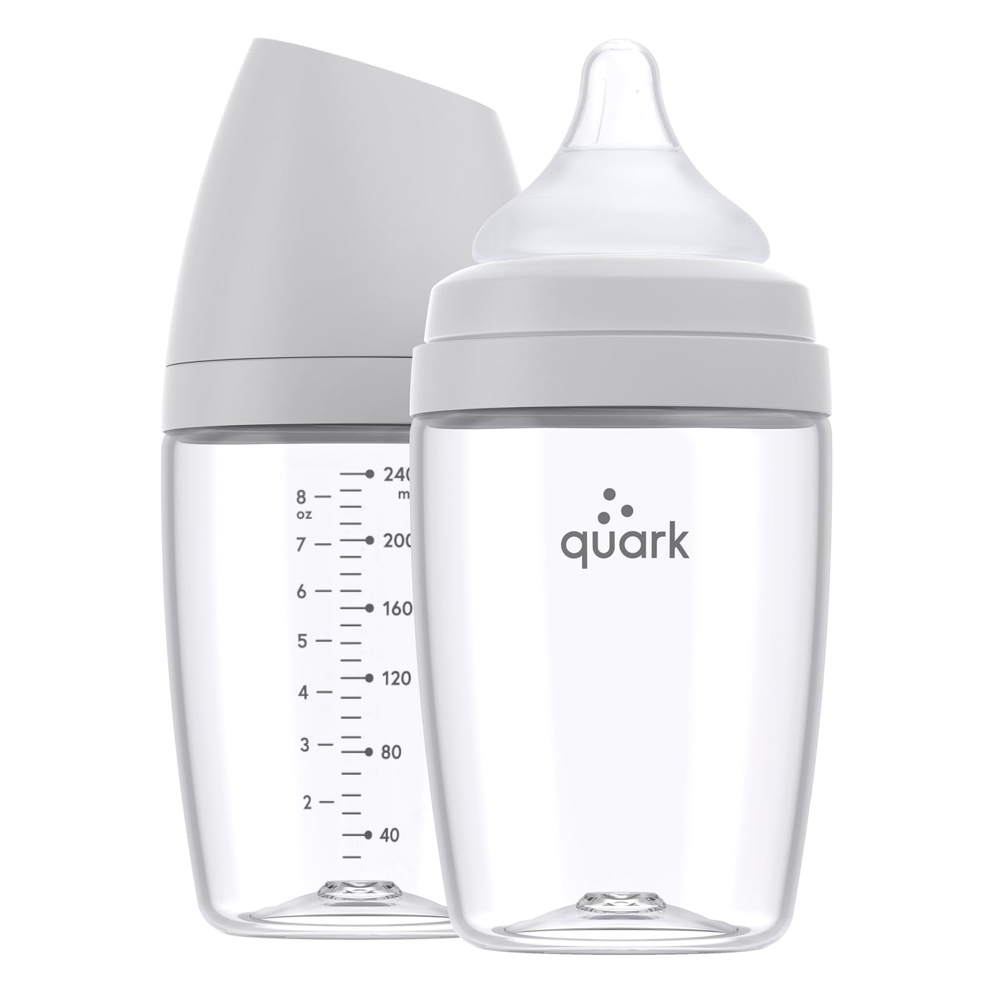 BuubiBottle Max Slow Flow Bottle for Newborn Babies by Quark - with Anti-Colic RealFeel Nipple to Simulate Breastfeeding - BPA-Free, PVC-Free, Toxin-Free - 8 Oz Bottle with Lid, 2 Pack - Orange