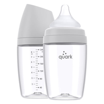 BuubiBottle Max Slow Flow Bottle for Newborn Babies by Quark - with Anti-Colic RealFeel Nipple to Simulate Breastfeeding - BPA-Free, PVC-Free, Toxin-Free - 8 Oz Bottle with Lid, 2 Pack - Orange