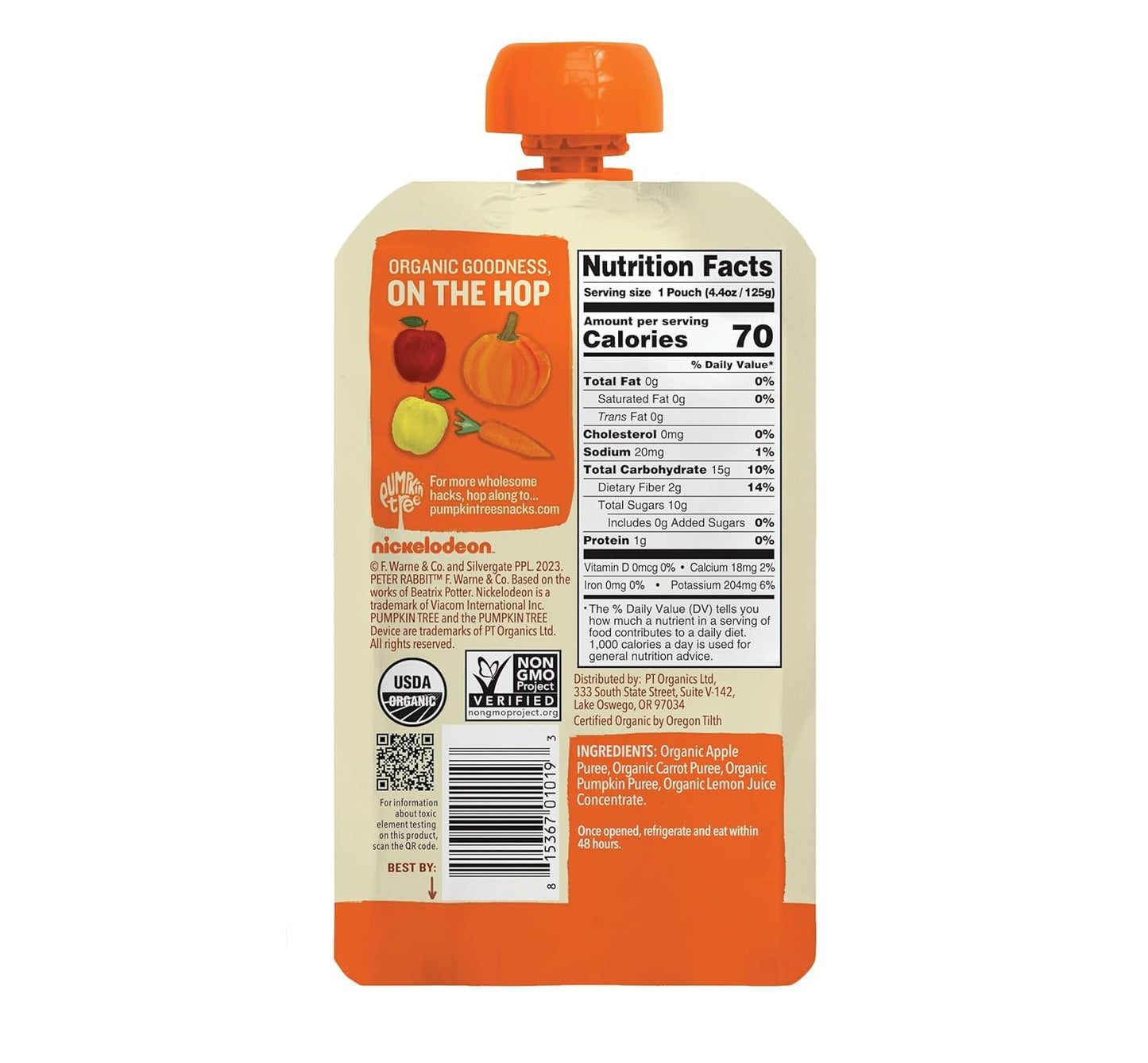 Peter Rabbit Organics Fruit Vegetable, Squeezable Pouches, 4 Ounce (Pack of 18)