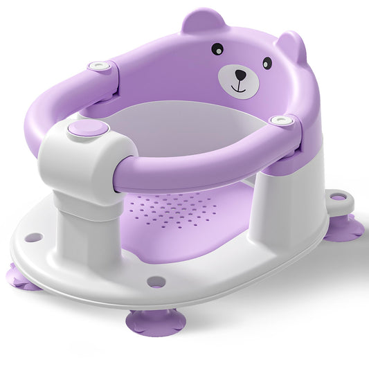 Baby Bath Seat for Babies 6 Months & Up, Toddler Bath Seats for Babies Sitting Up, Non-Slip Infant Bath Tub Chair with 4 Suction Cups & Soft Cushion for Shower, Compact Toddler Bathtub Seat, Pink