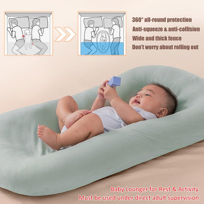 Baby Lounge Pillow for Newborn 0-24 Months, Newborn Lounger Nest Sleeping for Baby in Bed, Infants Lounger for Boys & Girls (Pink, 29.5*19.3in)