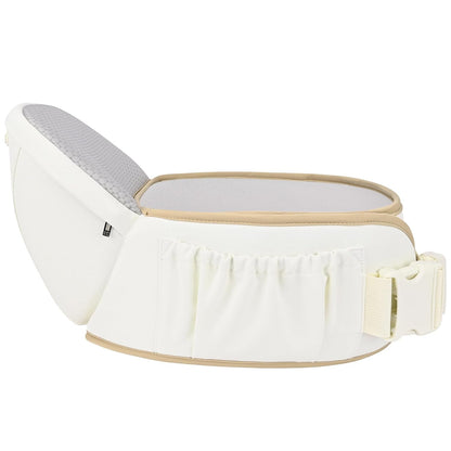 Bebamour Baby Carrier with Hip Seat,All-Position Breathable Mesh Hip Seat & Carrier 0-36Months with Head Hood, 3 PCS Teething Pads, Waist Extender,Storage Bag & Pacifier Case(Khaki)