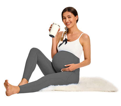 JOYSPELS Smooth Feeling Maternity Leggings Over The Belly with Pockets Workout Pregnancy Leggings
