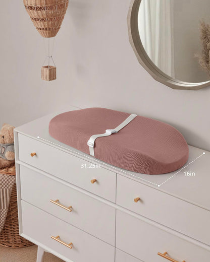 Blissful Diary Muslin Baby Changing Pad with Waterproof Lining Foam, Diaper Changing Table Pad with Cover for Dressers (Monstera, Avocado)