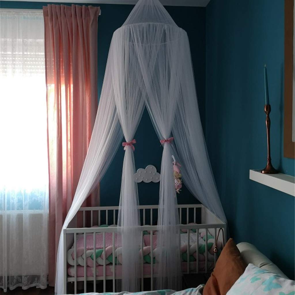 Bed Canopy for Girls - Princess Bed Canopy Mosquito Net Nursery Play Room Decor Dome Premium Yarn Netting Curtains Baby Game Dream Castle, Pink