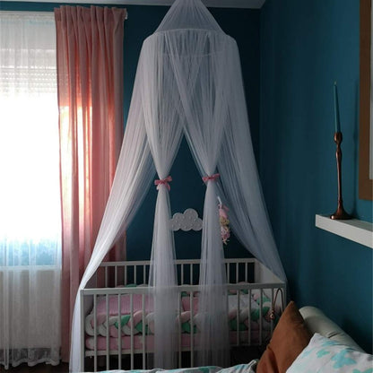Bed Canopy for Girls - Princess Bed Canopy Mosquito Net Nursery Play Room Decor Dome Premium Yarn Netting Curtains Baby Game Dream Castle, Pink