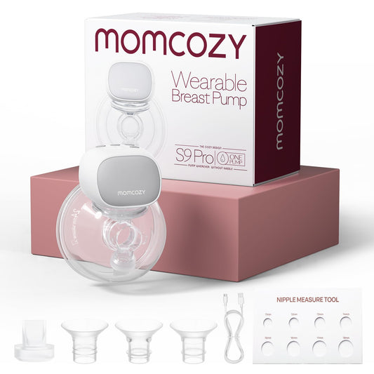 Momcozy S9 Pro Upgraded Wearable Breast Pump, Hands-Free Design with Extended Battery Life & LED Display, Double Electric Portable Pump with 2 Modes & 9 Levels, 24mm, 2-Pack, Gray