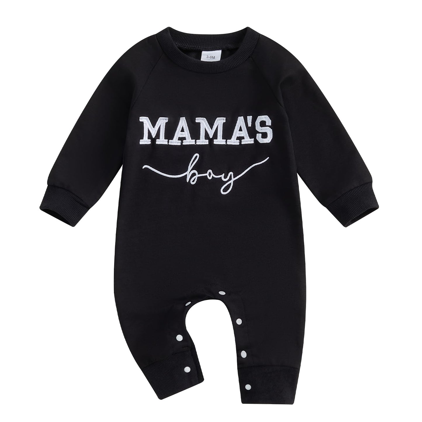 Newborn Baby Boy Fall Outfit Mamas Boy Embroidery Jumpsuit Long Sleeve Crewneck Romper Infant Boy Winter Clothes