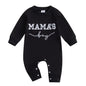 Newborn Baby Boy Fall Outfit Mamas Boy Embroidery Jumpsuit Long Sleeve Crewneck Romper Infant Boy Winter Clothes