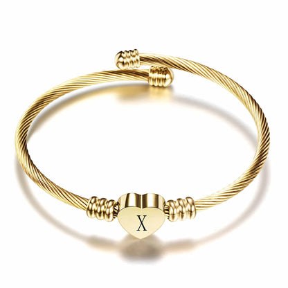 VQYSKO Gold Bracelets for Girls-A to Z Stainless Steel Heart Initial Girl Jewellery, Birthday Gifts for Girls