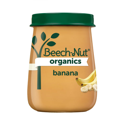 Beech-Nut Organic Baby Food Jars, Organic Apple Puree, Stage 1 Baby Food for Babies 4 Months and Up, Non-GMO, 4oz Glass Jars, 10ct