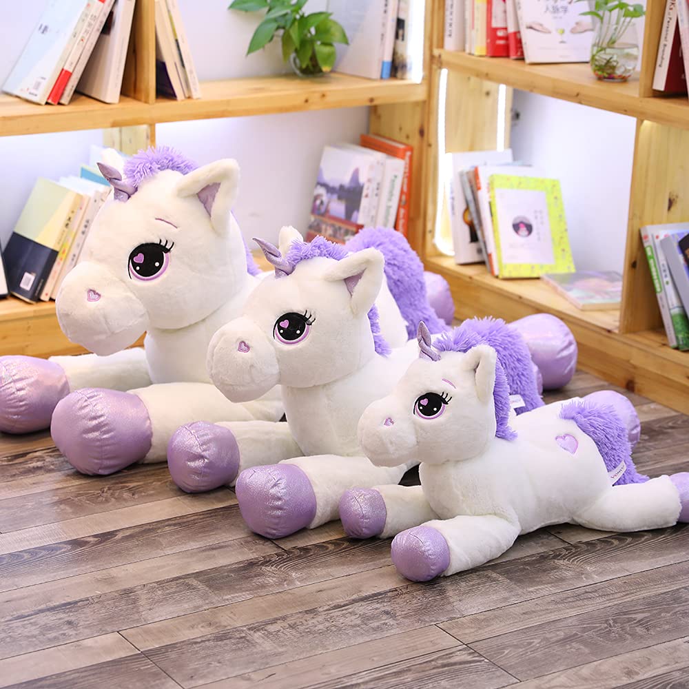 43" Giant Unicorn Stuffed Animal, Unicorn Plush Pillow Toys Big Plushy Fluffy, Gift for Girls Kids Boys Girlfriend, White & Purple