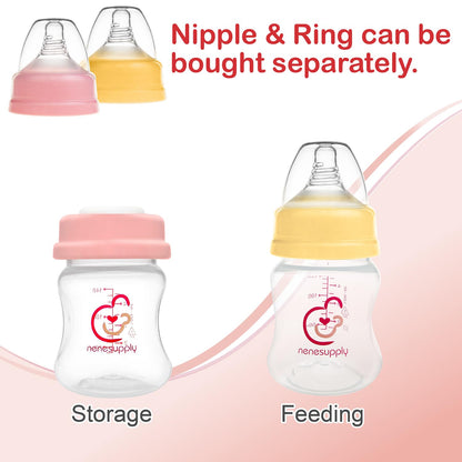 Nenesupply Natural Baby Bottles Newborn Feeding Bottles Slow Flow Breastfeeding Bottle for Breastfed Babies Wide Neck 9oz Anti Colic Level 2 Nipple for 1+ Month Infant Replace Spectra Bottle Pumping
